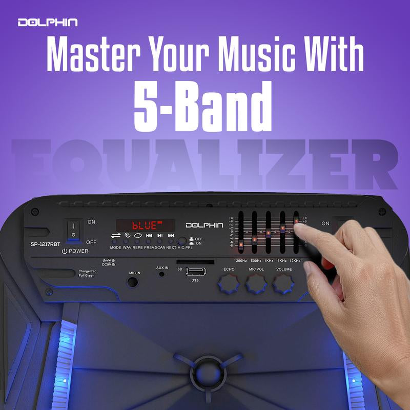 Bluetooth Party Speaker with Lights, Mic, Wheels – Rechargeable, Wireless Audio System for Events, Djs, Karaoke & Outdoors
