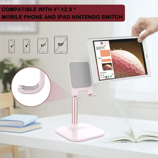 Doboli Premium Cell Phone Stand for Desk - Universal Holder Compatible with iPhone and All Mobile Phones/Tablets - Ideal Gift for Adults, Women, Men, Moms, and Wives - Pink