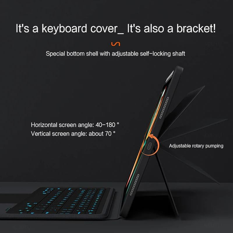 Ipad Keyboard Case with RGB Backlit Gradient Lighting Full-Size Magnetic Bluetooth Detachable Adjustable Stand for Ipad Tablets - Device