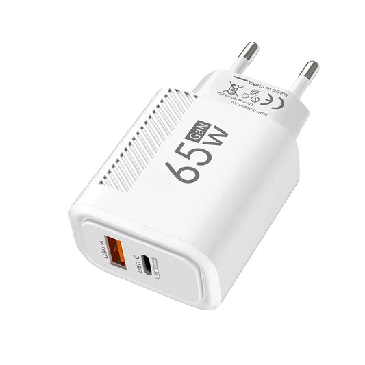 Total 65W Gan USB C Charger Type C PD Fast Charging Quick Charge USB Mobile Phone Wall Adapter for Iphone 16 Xiaomi 14 15 Redmi