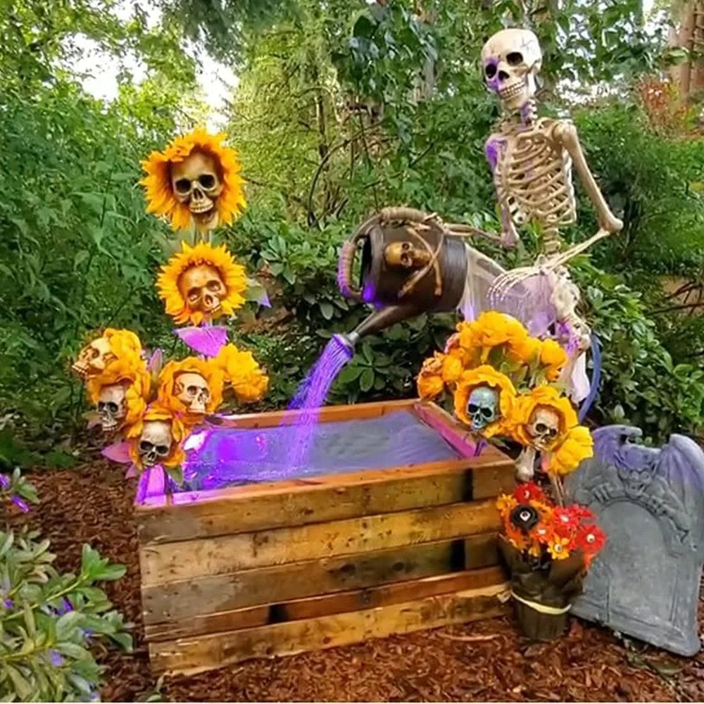 Gothic Sunflower Hallowen PVC Skull Fun Decoration