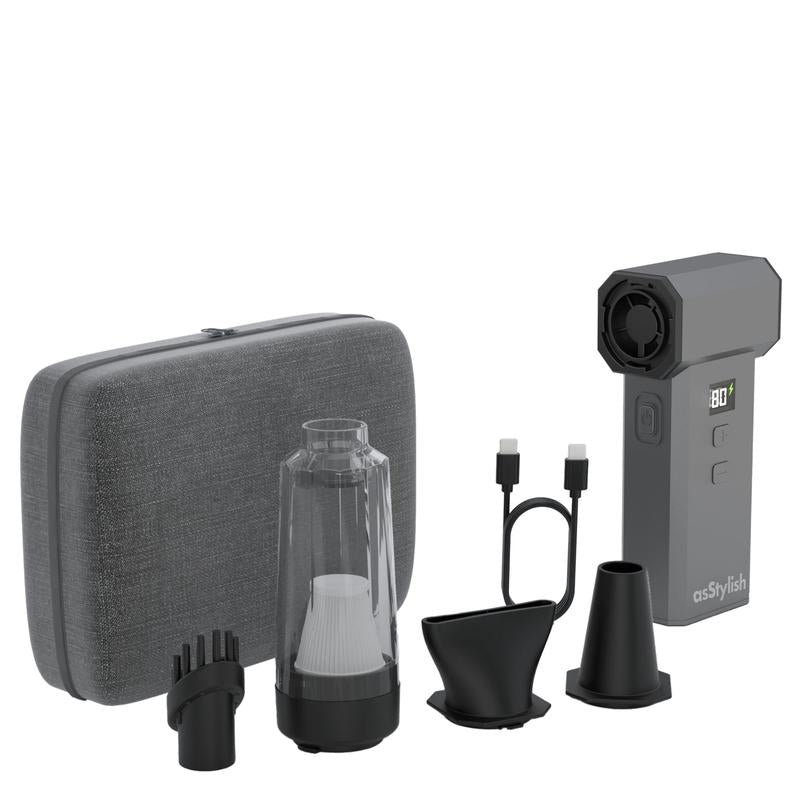 Asstylish Vortex: 130,000 RPM 2‑In‑1 Turbo Fan & Mini Vacuum