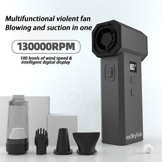 Asstylish Vortex: 130,000 RPM 2‑In‑1 Turbo Fan & Mini Vacuum