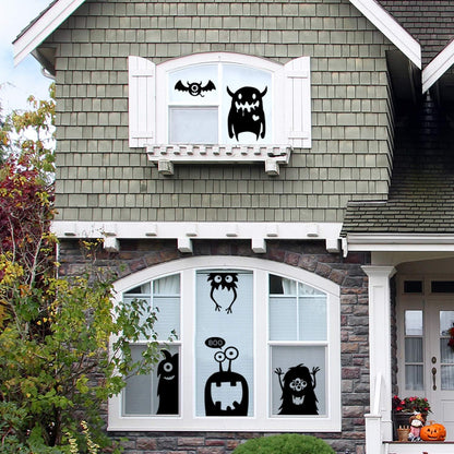 CCINEE 10-Piece Giant Halloween Window Clings - Cute Wiggly Monster Decal Stickers for Festive Decorations