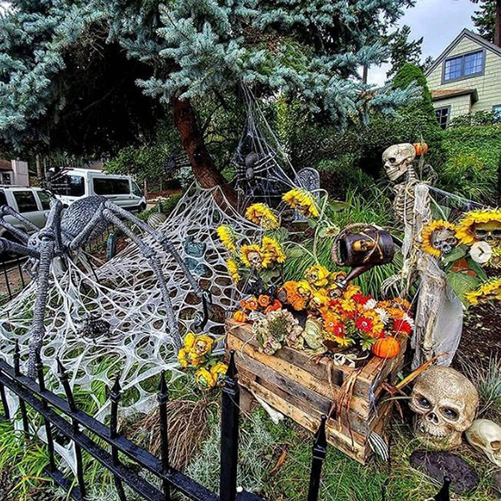 Gothic Sunflower Hallowen PVC Skull Fun Decoration