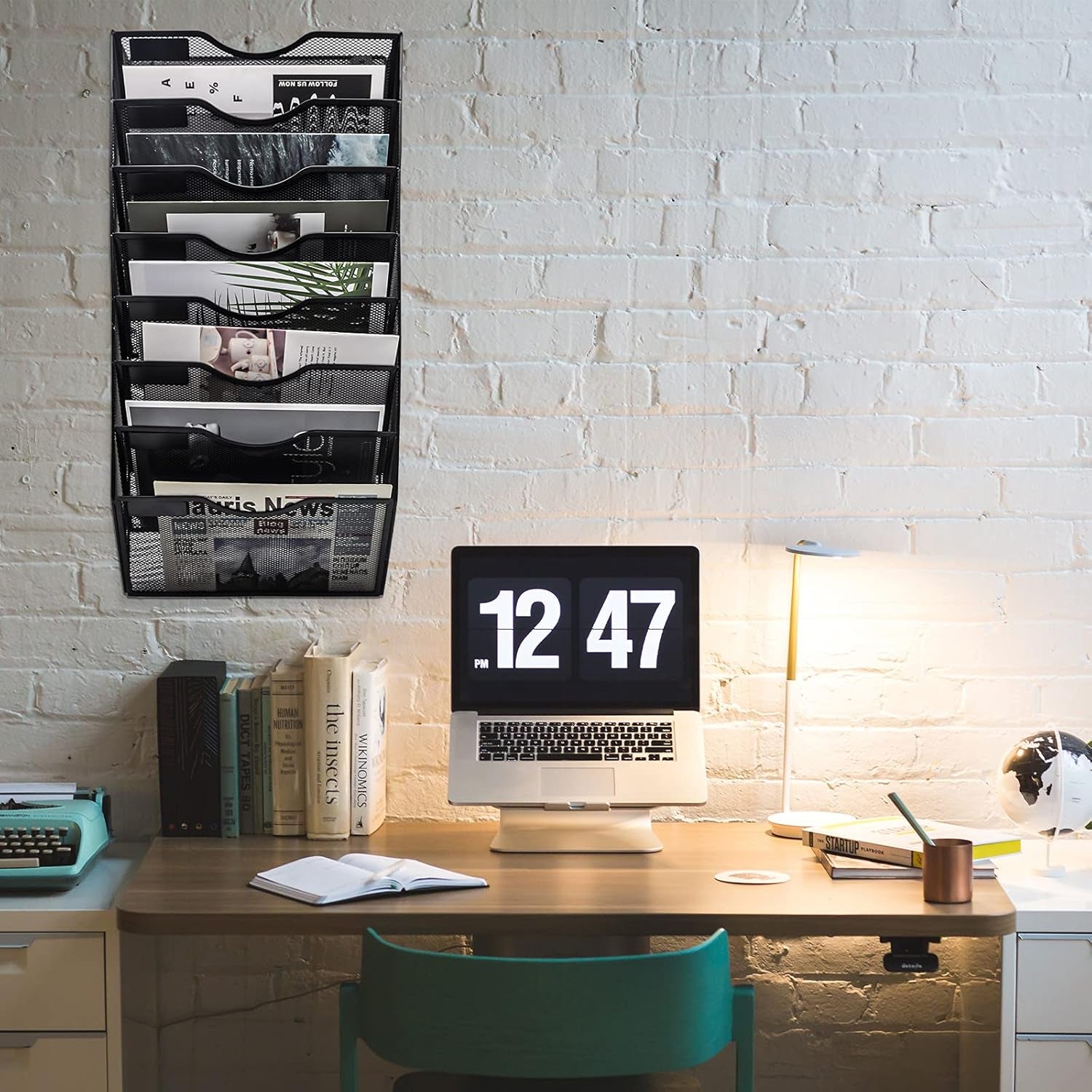 EASEPRES 8-Pocket Wall-Mounted Mesh File Organizer with Nametag Label for Office, Home, and School - Black