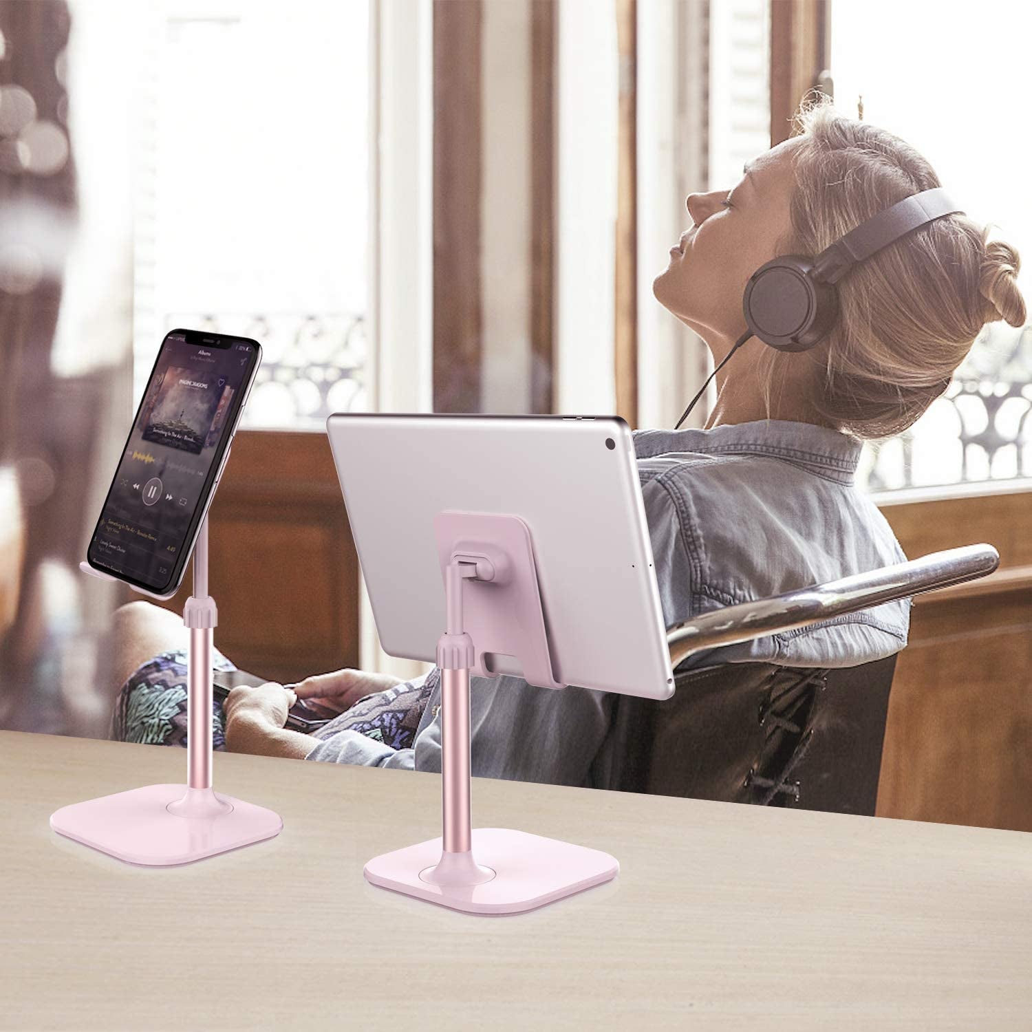 Doboli Premium Cell Phone Stand for Desk - Universal Holder Compatible with iPhone and All Mobile Phones/Tablets - Ideal Gift for Adults, Women, Men, Moms, and Wives - Pink