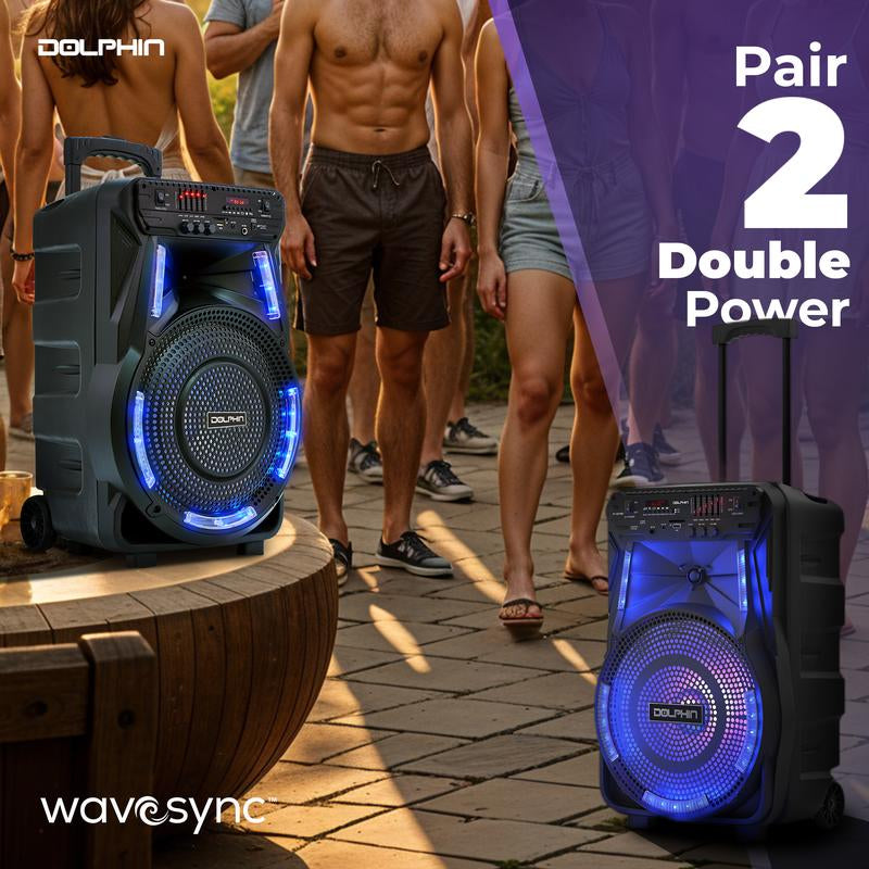 Bluetooth Party Speaker with Lights, Mic, Wheels – Rechargeable, Wireless Audio System for Events, Djs, Karaoke & Outdoors