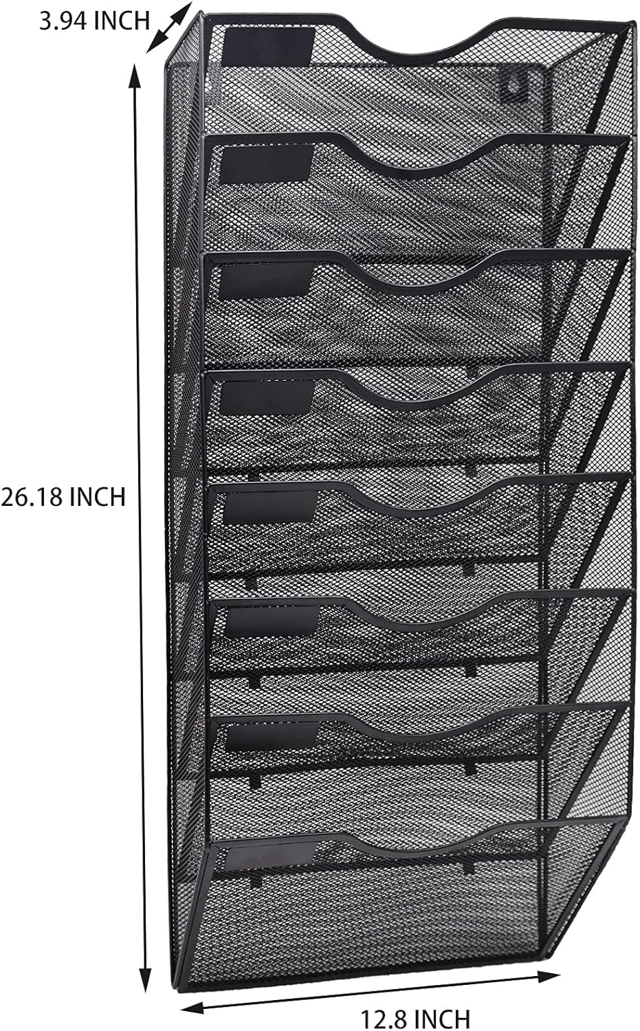 EASEPRES 8-Pocket Wall-Mounted Mesh File Organizer with Nametag Label for Office, Home, and School - Black