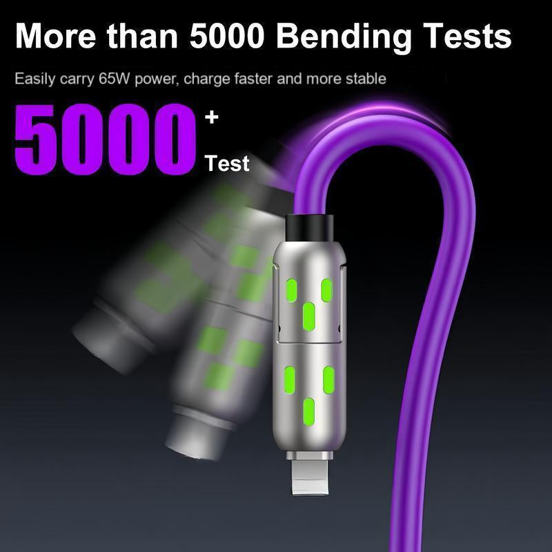 Exovan [Buy 1 Get 1 Free]-6.6Ft 4-In-1 USB-C Cable, PD Fast Charging, Data Sync, USB-A, Type-C, Lightning, Aluminum, Compatible
